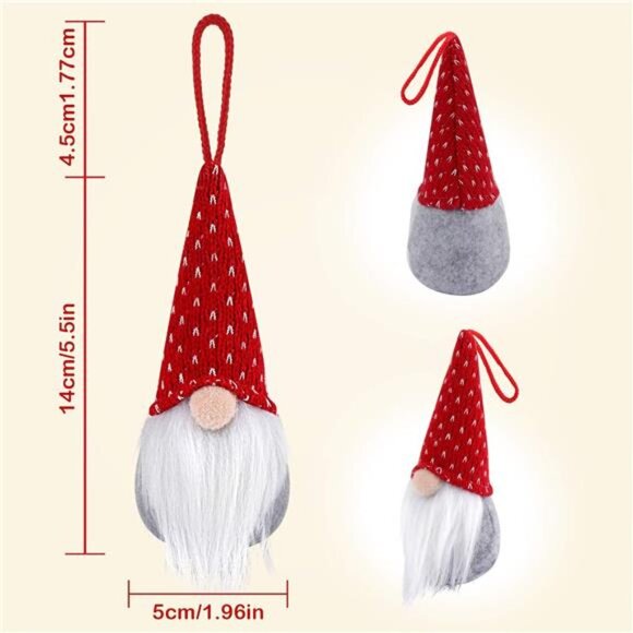 Gnome Christmas Ornaments Set of 4, Handmade Swedish Tomte Gnomes - Picture 3 of 7